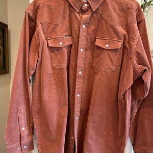 Poncho Men's Casual Corduroy Button-Down Shirt - Brick
